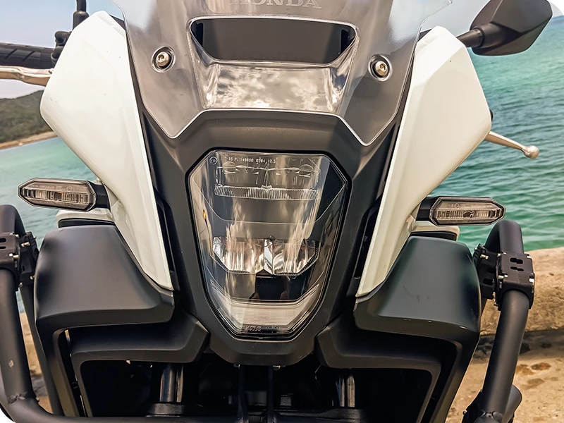 Honda NX500 LED headlight front close-up Koh Phangan rental