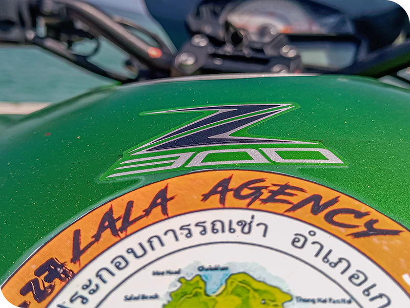 Kawasaki Z300 logo Lala Agency Ko Phangan rental sticker