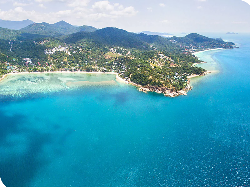 Ko Phangan aerial coastline Thailand
