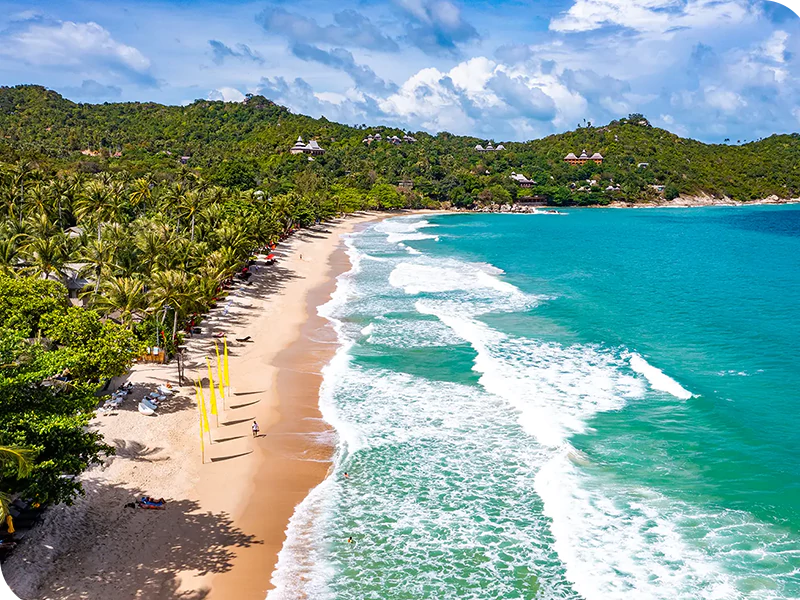 Ko Phangan beach aerial view Thailand